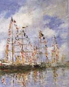 Eugene Boudin Sailing Ships at Deauville oil